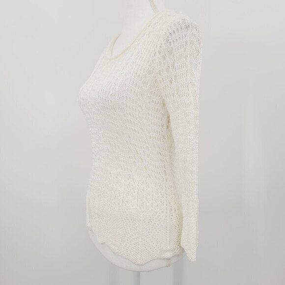 Emma James Ecru Crochet Lace Fishnet Sweater - Picture 2 of 8
